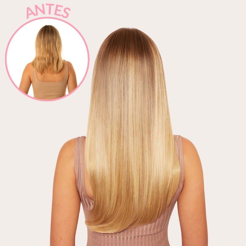 Extensiones Lisas Con Hilo Invisible y clips 45cm