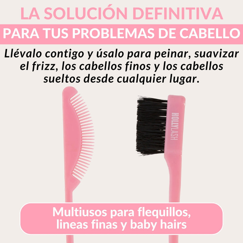 Cepillo Doble Acción para Baby Hairs y Detalles - Rosa