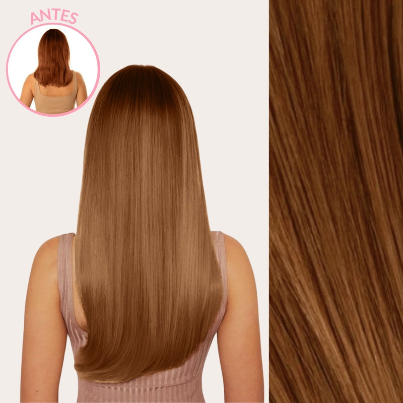 Extensiones Lisas Con Hilo Invisible y clips 45cm