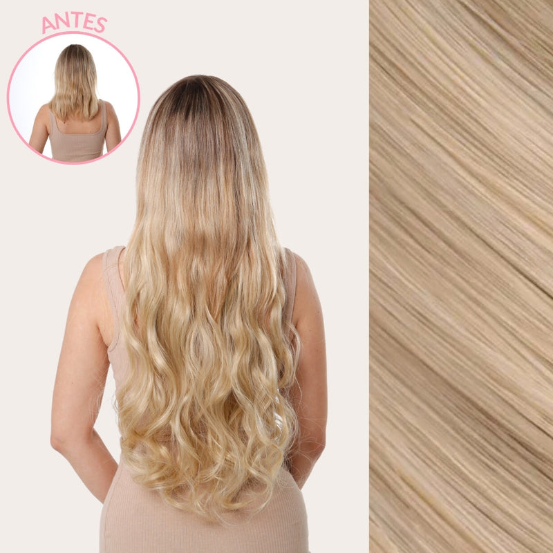 Extensiones Onduladas Con Hilo Invisible y clips 50cm